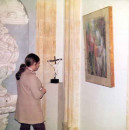 Wax crucifix. Pictured viewing, my wife, Anna.