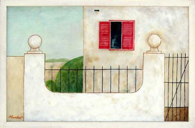 Façade (1976), oil on engraved board, 55 x 35 cm