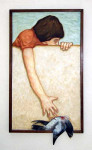 Peace Now (1977)
Oil on canvas, wood, sand
80 x 44 cm